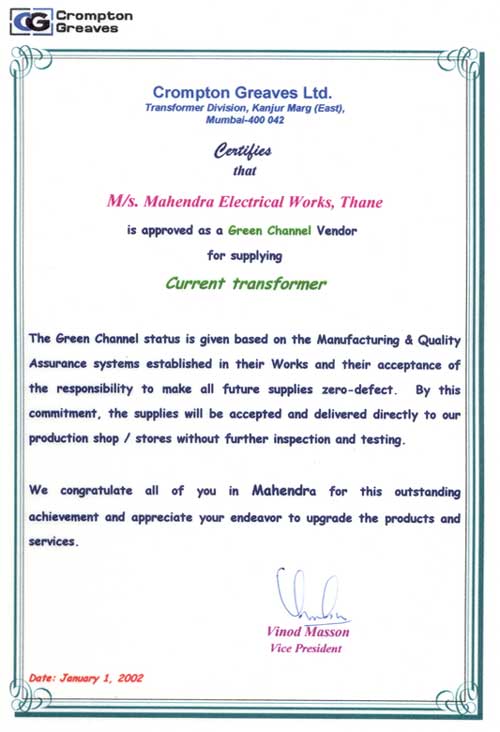 Green Channel Certification
